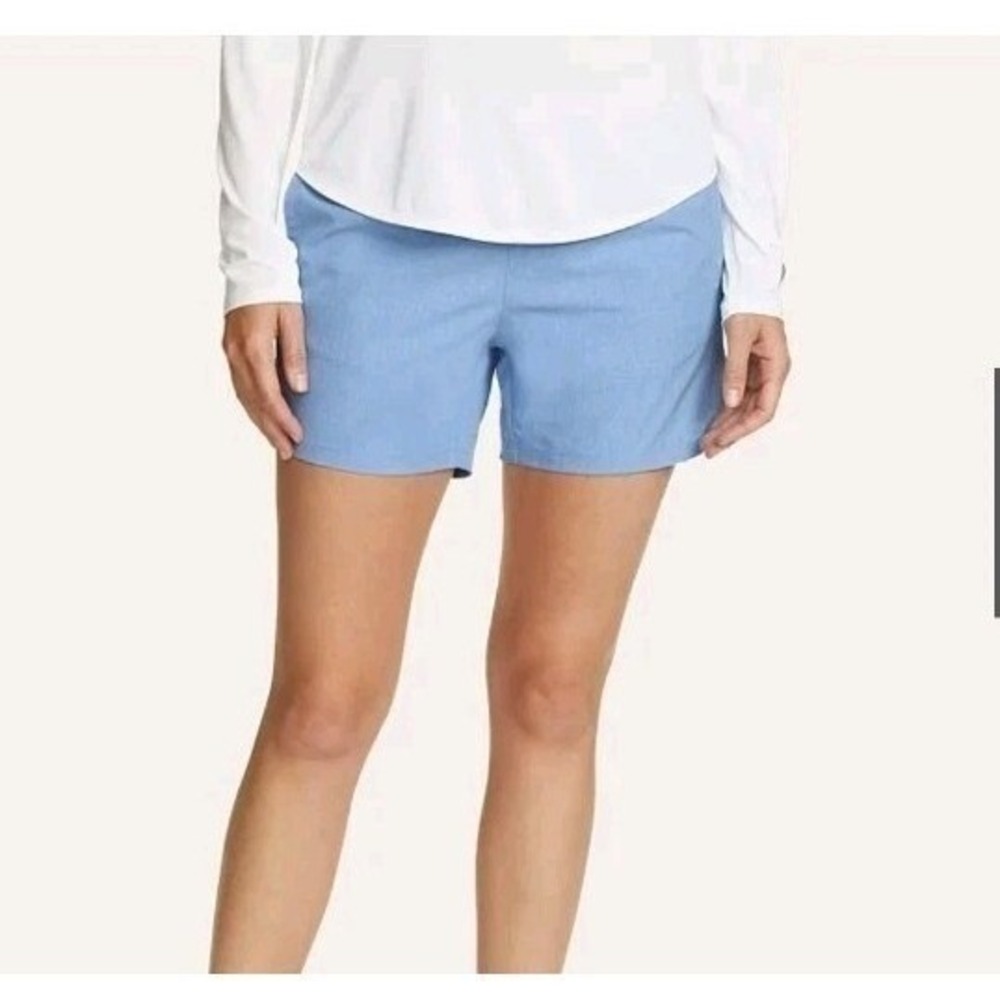 NWT Eddie Bauer Womens Marina Amphib Short Peak Blue Large Moisture Wick